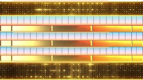 Golden Sparkling Particles and Animated Bars Looping Background