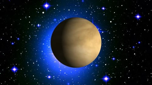 slow motion planet 360 degree rotating on star and galaxy background