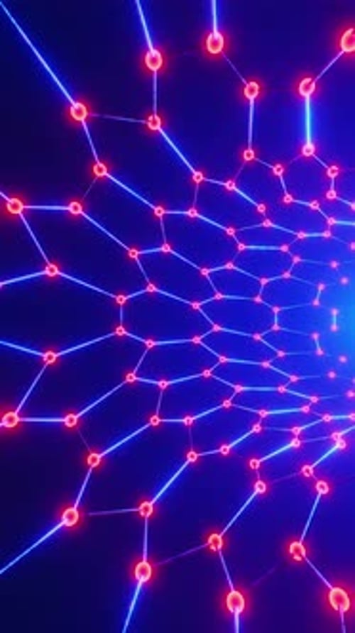 Blue background with bunch of red lights. Looped animation