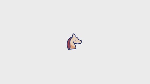 Simple Flat Design Animated Horse Head Icon Reveal
