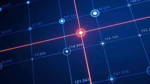 Futuristic Data Grid Animation with Glowing Connections