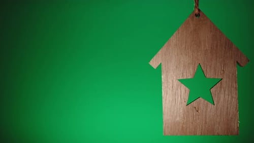 House Shape Christmas Decoration on Green Screen