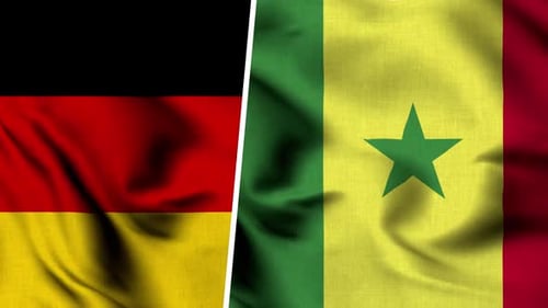 Germany and Senegal Waving National Flags