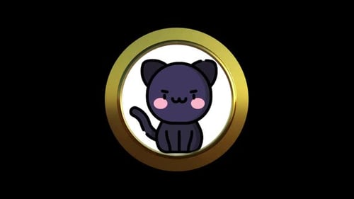 Black Cat Icon Animation Loop Alpha