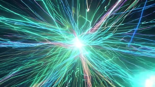 Abstract Optical Fiber Burst with Vibrant Signal Animation