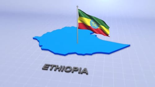 Animated Ethiopia Map and Waving Flag Reveal