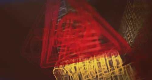 Cyber attack network security breach symbol rotating loop concept