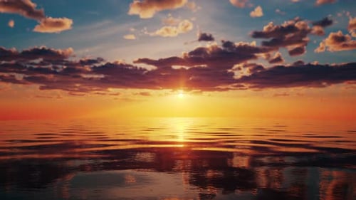 Calm Ocean Water at Sunset Looping Background
