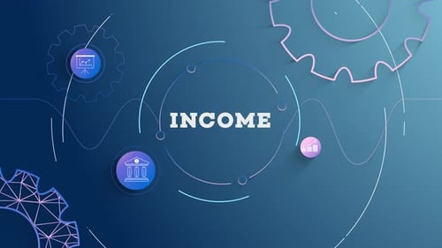 Infographic Income Management Blue Background Looped