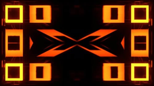 Blue And Orange Abstract Glowing Squares Mirror Background Vj Loop In 4K
