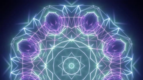 Abstract Neon Geometric Lines Kaleidoscope Background Loop
