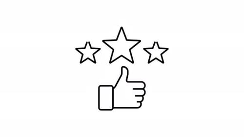 Animated thumbs up with stars for rating and customer feedback