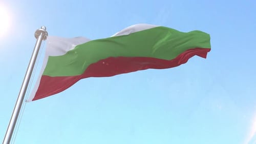 Natural Waving Bulgarian Flag against a Bright Blue Sky