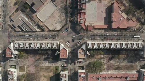 Birds Eye View of Residential Buildings and Sports Centres