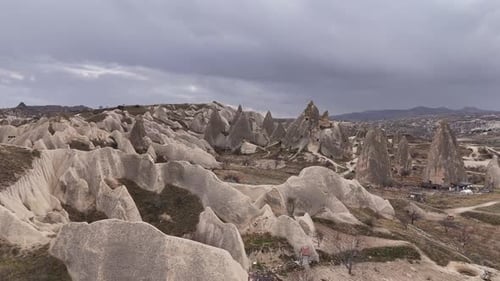 Aerial View of Cappadocia's Rock Cones and Underground Cave Dwellings