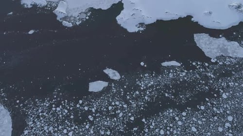 Antarctica Ocean Brash Ice Water Top Aerial View