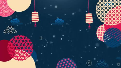 Lunar New Year Celebration Background with Traditional Lanterns