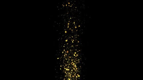 Gold Glittering Star Dust Circle Of Trail Sparkling Particles On Black