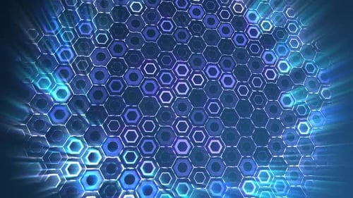 Abstract blue futuristic hexagons surface pattern