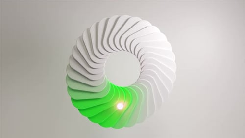 Círculo blanco abstracto con degradado de colores en movimiento sobre un fondo blanco ideal para temas como
