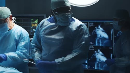 Surgeons Perform Operation in Hospital Operating Room