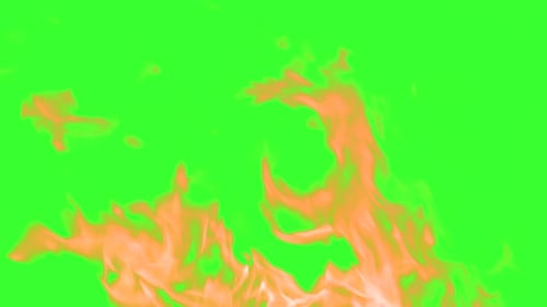 Flames against green screen for chroma key compositing