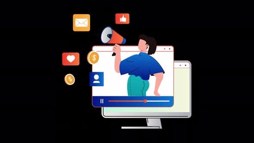 Flat Animation of Social Media Marketing