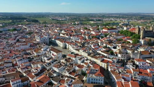 Aerial view of the town of Evora.