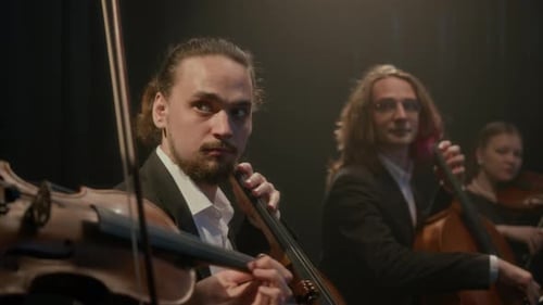 String Quartet Starting Performance on Stage