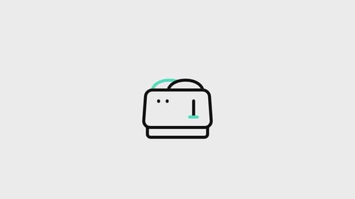 Flat Design Toaster Animation with Rising Bread