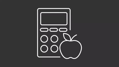 Minimalist Education Icon: Animated Calculator and Apple Line Art