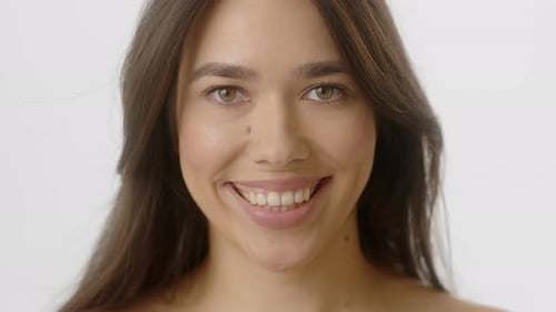 Smiling Young Woman Close Up Beauty Portrait