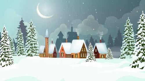 Schleife im Hintergrund einer verschneiten Winterlandschaft