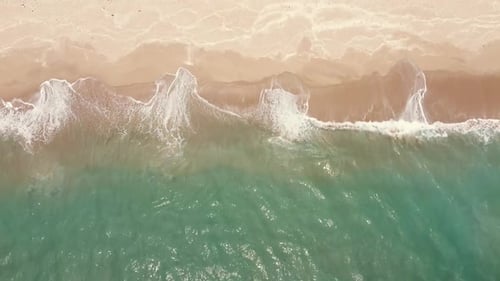 Beach and Waves From Above Turquoise Water Background From Top View Summer Seascape From the Air Top