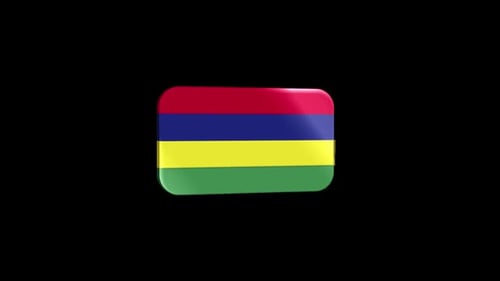 Mauritius Flag 3D Rotating Icon Animation Loop