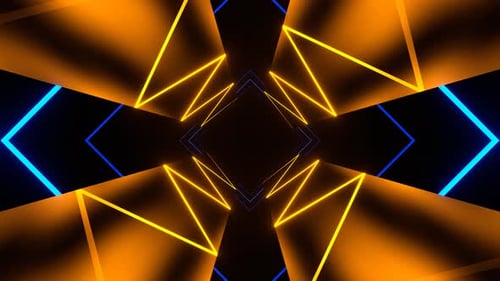 Orange And Blue Neon Light Moving Tunnel Background Vj Loop In 4K
