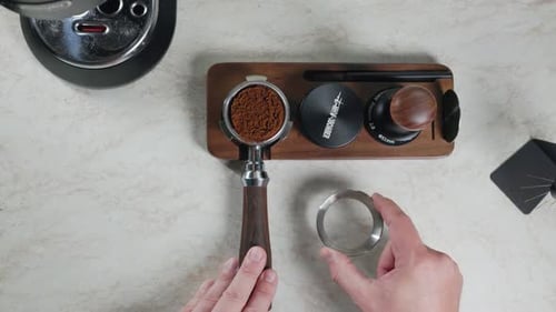 Espresso Preparation with Tamper and Distribution Tools