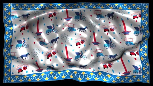 Tissu ethnique indonésien à motif en soie Sarung Batik Jakarta Betawi Songket Kebaya Wave Alpha 1