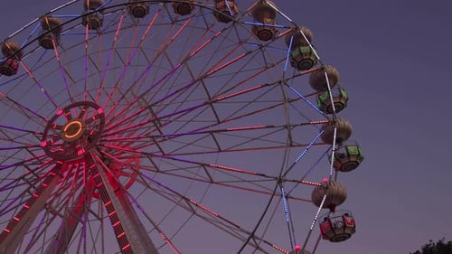 Beautiful Ferris Wheel Swing At Night In Amusement Park 2