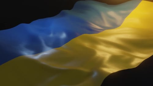 Waving Blue And Yellow Fabric Flag Background Animation