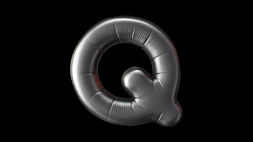 Abstract Inflatable Metallic Letter Q Animation