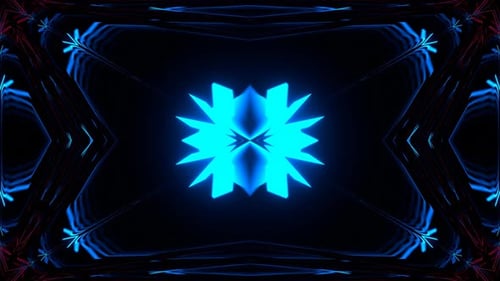 Blue And Pink Symmetrical Bright Geometric Neon Kaleidoscope Pattern Background Vj Loop In 4K