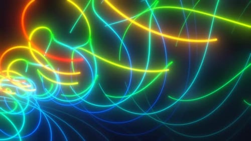Abstract Colorful Neon Glowing Light Trails Background