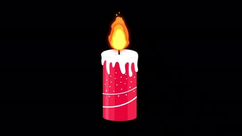 Cartoon Candle Burning And Melting Alpha Channel 4K