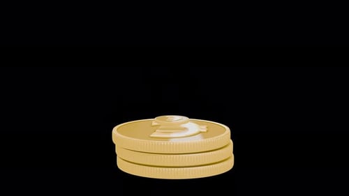 3D Gold Euro Coins Stacking Animation