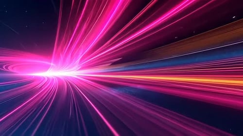 Tunnel hyperspatial de traînées lumineuses éclatantes