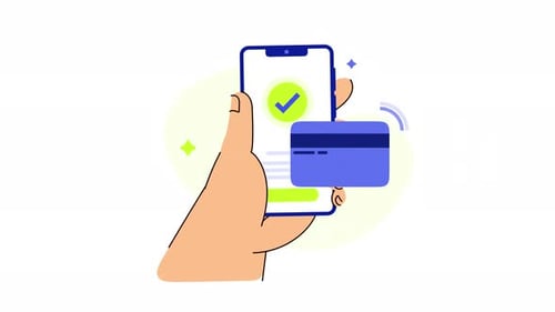 Digital Payment Success on Smartphone Flat Design Animation