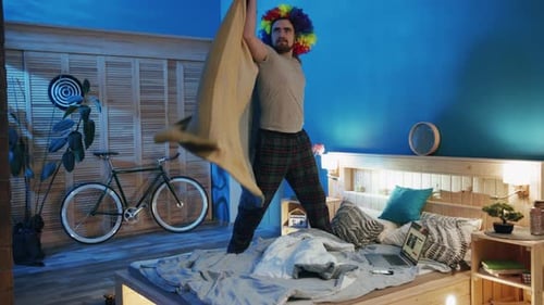 A Creative Portrait Captured in a Colorful Room While Wearing Quirky and Fun Attire