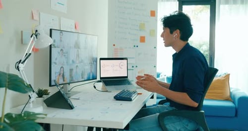 Young Adult in a Video Conference Call