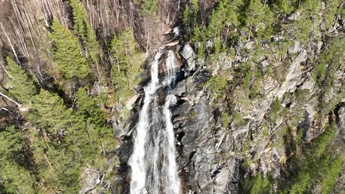 Waterfall in mountains. Outdoor nature in Norway